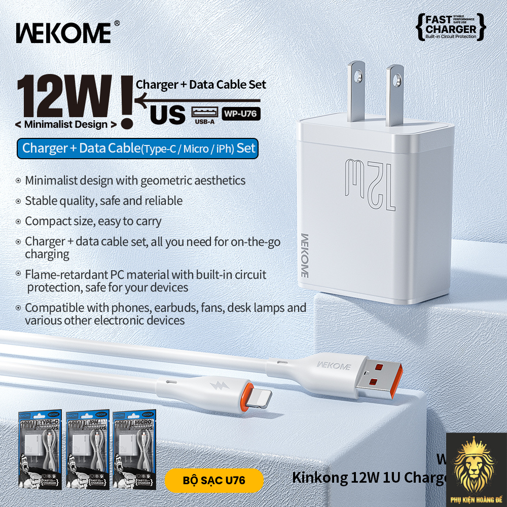 1 BỘ Sạc WEKOME WP-U76 12W