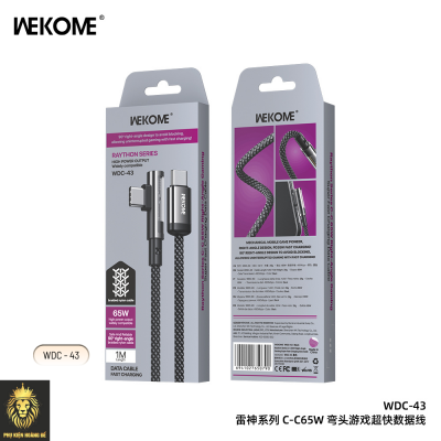 Cáp sạc nhanh PD65W Type-C to Type-C Wekome WDC-43