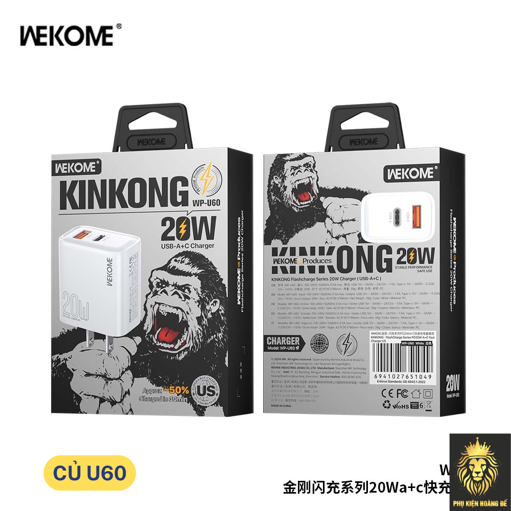 Củ sạc nhanh Wekome WP-U60 Củ sạc nhanh Wekome WP-U60