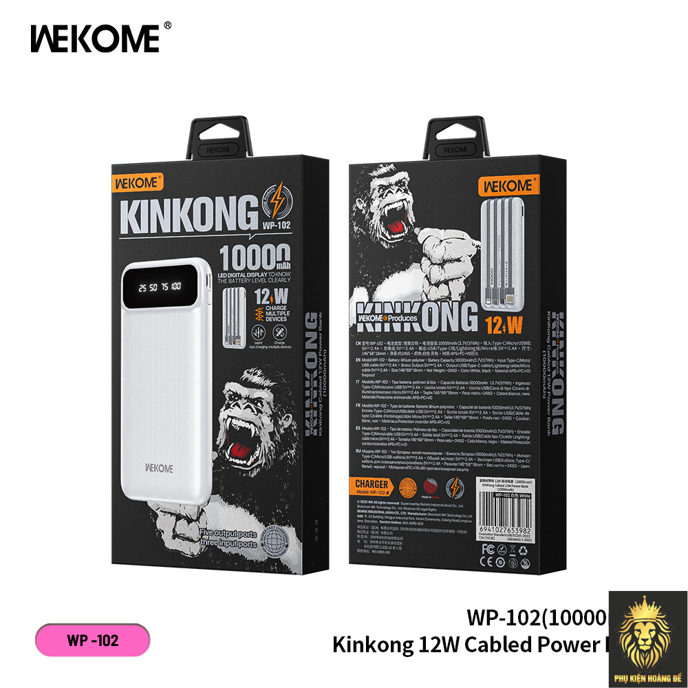 SẠC DỰ PHÒNG WEKOME WP – 102 SẠC DỰ PHÒNG WEKOME WP – 102
