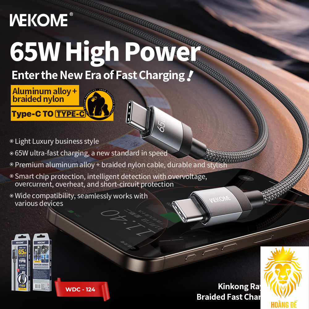 Cáp Sạc Nhanh WEKOME WDC-124 65W Cáp Sạc Nhanh WEKOME WDC-124 65W