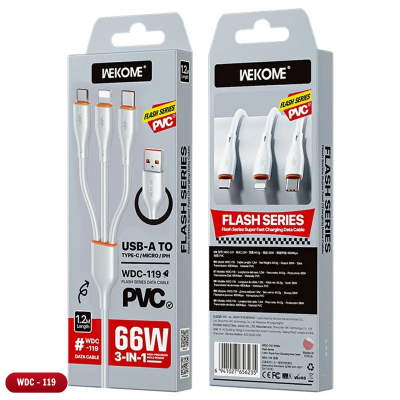 Cáp sạc nhanh 3 đầu WEKOME WDC - 119