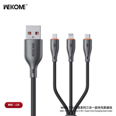 Cáp sạc nhanh 3 đầu WEKOME WDC - 119