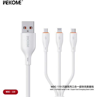 Cáp sạc nhanh 3 đầu WEKOME WDC - 119
